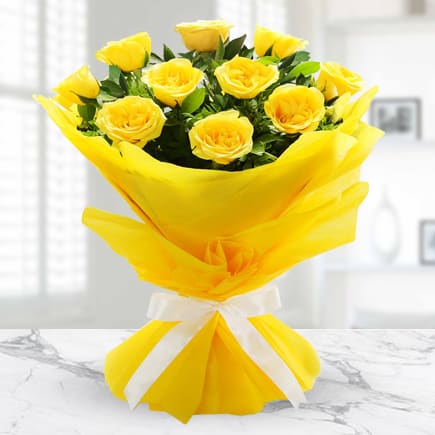 Bunch Of 10 Yellow Roses Flowerzila Com